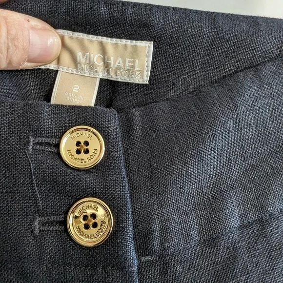 Michael Kors Wide Leg Linen Pants 2 Navy Blue Natural Fiber Dress Pant - Picture 8 of 10